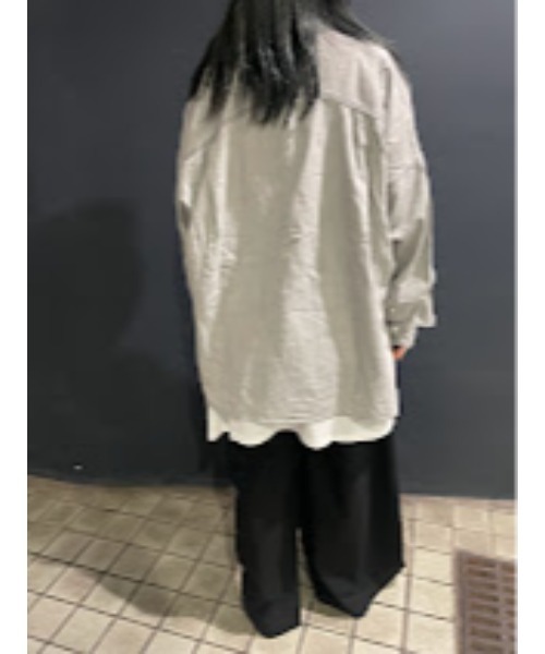 WORLD WIDE LOVE!（ワールドワイドラブ）の「デッドスマイルオーバーシャツ（シャツ/ブラウス・レディース・ブラック/ライトグレー・1）」の16枚目の写真