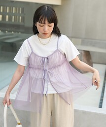 FREAK'S STORE（フリークスストア）の「【セットアイテム】チュールキャミソール Tシャツセット/シアービスチェセット（Tシャツ/カットソー）」