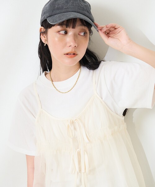 チュールキャミSET SETチュールキャミ+ノースリーブカットプルオーバー（Tシャツ