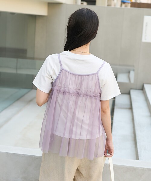 FREAK'S STORE(フリークスストア)の「【セットアイテム】チュールキャミソール Tシャツセット/シアービスチェセット(Tシャツ/カットソー・レディース・グレー/オフホワイト/サックスブルー/ブラック・フリ-)」の22枚目の写真