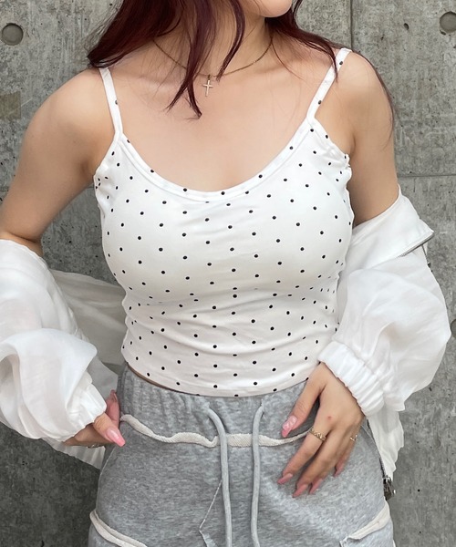 ドイツ製ヴィンテージ ローズ柄キャミソールトップス ドット柄レースキャミ/dot lace camisole（キャミソール