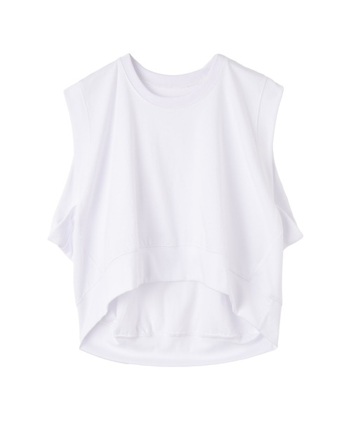 AKTE（アクテ）の「スリーブレスショートカットソープルオーバー（Tシャツ/カットソー・レディース・ブラック/ライトブルー/ホワイト・FREE）」の5枚目の写真