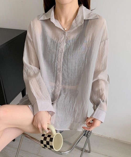 aimoha（アイモハ）の「バックリボンフェミニンシアーシャツ (SS)（シャツ/ブラウス・レディース・ホワイト/ライトグレー/ピンク/ライトグリーン/イエロー/ブルー/ブラック/ライトベージュ・FREE）」の17枚目の写真