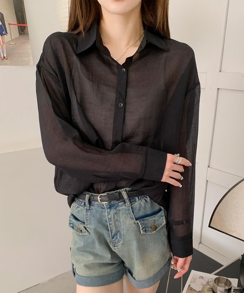 aimoha（アイモハ）の「バックリボンフェミニンシアーシャツ (SS)（シャツ/ブラウス・レディース・ホワイト/ライトグレー/ピンク/ライトグリーン/イエロー/ブルー/ブラック/ライトベージュ・FREE）」の21枚目の写真