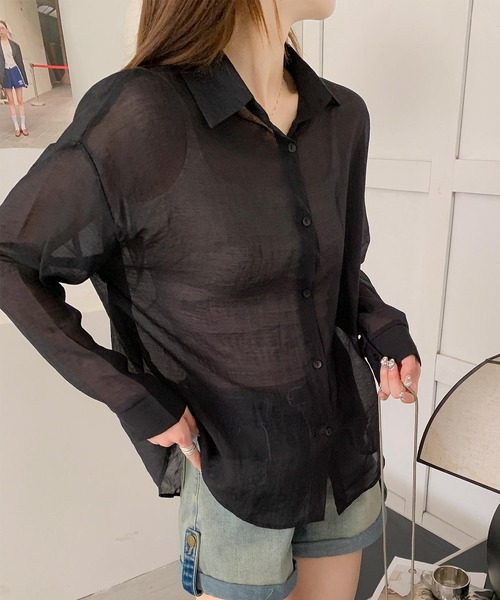 aimoha（アイモハ）の「バックリボンフェミニンシアーシャツ (SS)（シャツ/ブラウス・レディース・ホワイト/ライトグレー/ピンク/ライトグリーン/イエロー/ブルー/ブラック/ライトベージュ・FREE）」の19枚目の写真