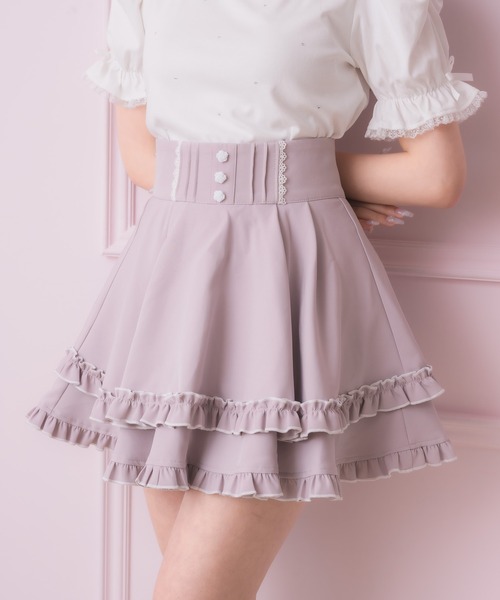 ロジータ バラ釦ポイントダブルフレアスカパン 美品 セール】バラ釦ポイントダブルフレアスカパン（スカート
