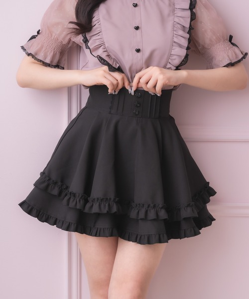 ロジータ バラ釦ポイントダブルフレアスカパン 美品 セール】バラ釦ポイントダブルフレアスカパン（スカート