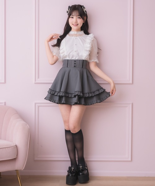 セール】バラ釦ポイントダブルフレアスカパン（スカート）｜ROJITA