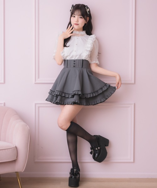 セール】バラ釦ポイントダブルフレアスカパン（スカート）｜ROJITA