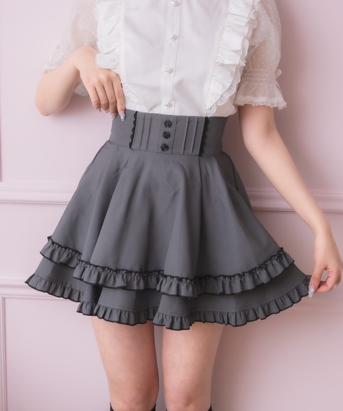 ロジータ バラ釦ポイントダブルフレアスカパン 美品 セール】バラ釦ポイントダブルフレアスカパン（スカート）｜ROJITA