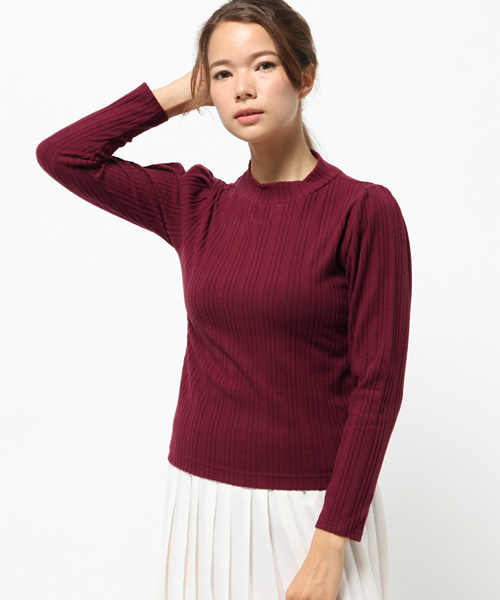 one after another NICE CLAUP(ワンアフターアナザーナイスクラップ)の「【ナイスクラップ】うしろリボンプチハイネックカットソー (Tシャツ/カットソー・レディース・アイボリー/サックスブルー/チャコールグレー/ボルドー/ブラック・FREE)」の1枚目の写真