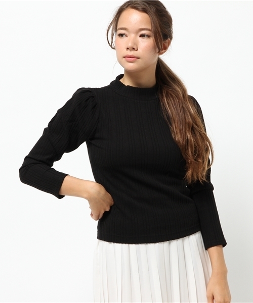 one after another NICE CLAUP(ワンアフターアナザーナイスクラップ)の「【ナイスクラップ】うしろリボンプチハイネックカットソー (Tシャツ/カットソー・レディース・アイボリー/サックスブルー/チャコールグレー/ボルドー/ブラック・FREE)」の3枚目の写真