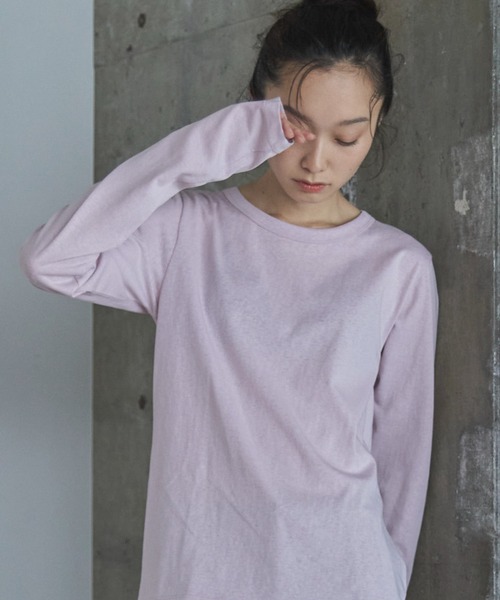 feepur(フェピュール)の「ベーシックシアーロンTee(Tシャツ/カットソー・レディース・オフホワイト/杢グレー/ブラック/ベージュ/オートミール/イエロー/ピンク・MEDIUM)」の7枚目の写真