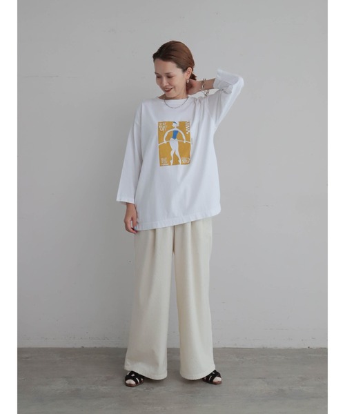 FIL DE FER（フィルデフェール）の「シャドウパターン起毛　イージーパンツ（その他パンツ・レディース・マスタード/ホワイト・FREE）」の5枚目の写真