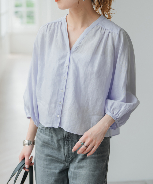 TICCA コットンシルクブラウス コットンシルクタックショートスリーブ