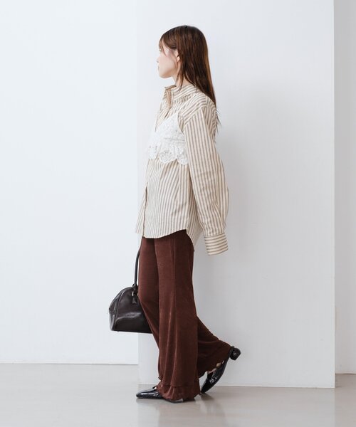 Kastaneシアーリブフレアパンツ セール】【新色追加/低身長サイズ/2サイズ展開】シアーリブ