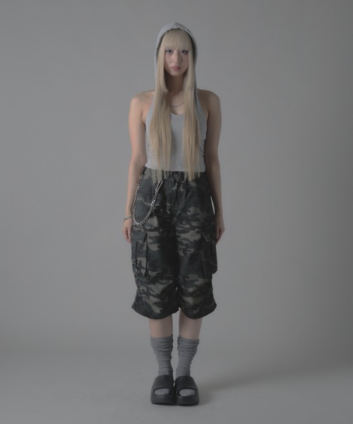 Chick(チック)の「Camouflage Pattern Half Cargo Pants / カモフラージュ柄 ハーフカーゴパンツ 迷彩柄(カーゴパンツ・レディース・カモフラージュ・FREE)」の16枚目の写真