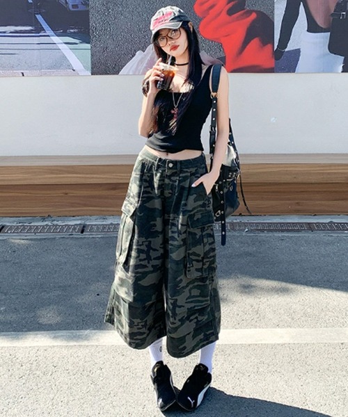 Chick(チック)の「Camouflage Pattern Half Cargo Pants / カモフラージュ柄 ハーフカーゴパンツ 迷彩柄(カーゴパンツ・レディース・カモフラージュ・FREE)」の19枚目の写真