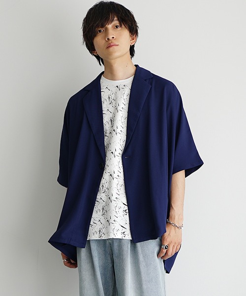 MinoriTY(マイノリティ)の「【MinoriTY】ソフトタッチ×厚手仕立て ドルマンシルエットグランジスプラッシュ総柄Tシャツ メンズ 夏服 プリントTシャツ(Tシャツ/カットソー・メンズ・オフホワイト/スミクロ・S/L/M)」の6枚目の写真