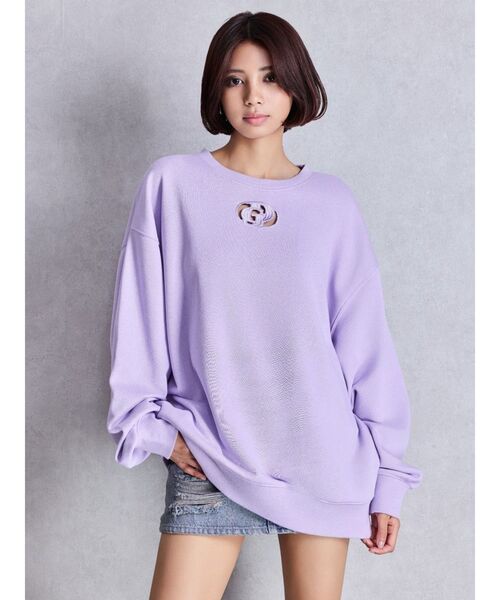 GYDA（ジェイダ）の「GD CUT OUT スウェットトップス（スウェット・レディース・パープル/オフホワイト/ブラック・FREE）」の11枚目の写真