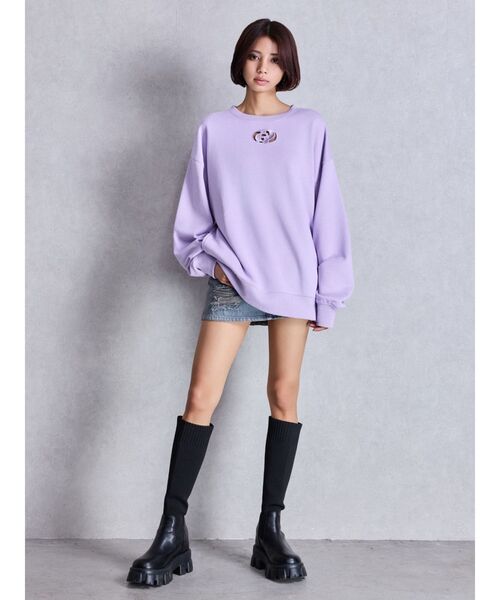 GYDA（ジェイダ）の「GD CUT OUT スウェットトップス（スウェット・レディース・パープル/オフホワイト/ブラック・FREE）」の12枚目の写真