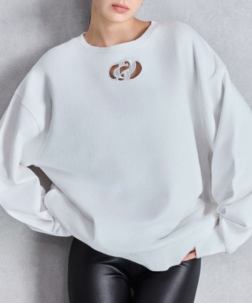 GYDA（ジェイダ）の「GD CUT OUT スウェットトップス（スウェット・レディース・パープル/オフホワイト/ブラック・FREE）」の2枚目の写真