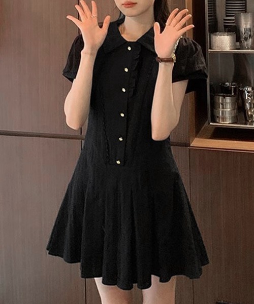 Miniministore(ミニミニストア)の「プリーツミニワンピース半袖 セットアップ春夏(ワンピース・レディース・ブラック/ホワイト・M/L)」の8枚目の写真
