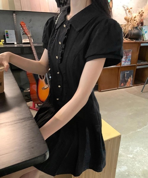Miniministore(ミニミニストア)の「プリーツミニワンピース半袖 セットアップ春夏(ワンピース・レディース・ブラック/ホワイト・M/L)」の15枚目の写真