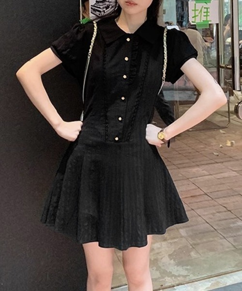 Miniministore(ミニミニストア)の「プリーツミニワンピース半袖 セットアップ春夏(ワンピース・レディース・ブラック/ホワイト・M/L)」の17枚目の写真