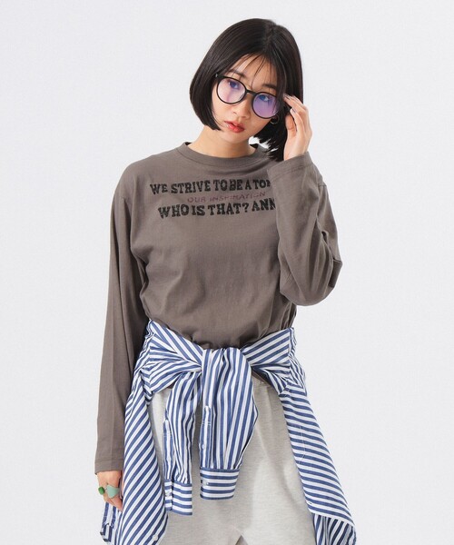 BEAMS BOY（ビームスボーイ）の「【1/15再値下げ】ボーイ メッセージ ロングスリーブ Tシャツ（Tシャツ/カットソー・レディース・オフホワイト/ブラウン・ONE SIZE）」の10枚目の写真