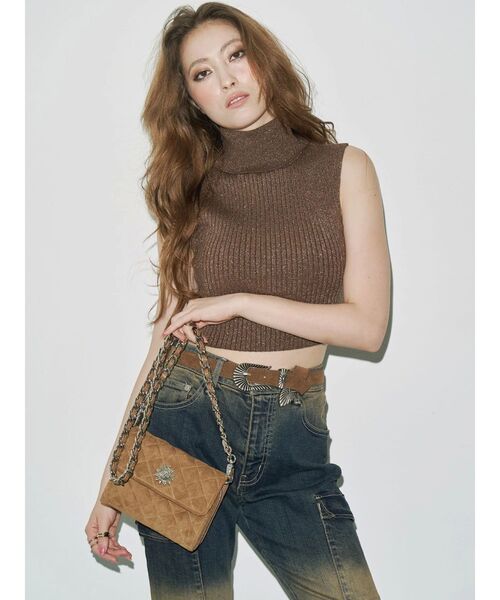 EVRIS（エヴリス）の「キルティングウォレットBAG（ハンドバッグ・レディース・マスタード/ベージュ/ブラック・FREE）」の5枚目の写真