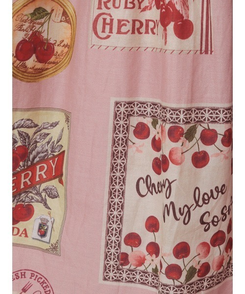 【極美品】PINK HOUSE アメリカンチェリー パッチワーク ワンピース チェリープリントパッチワーク風ワンピース(ワンピース)|PINK