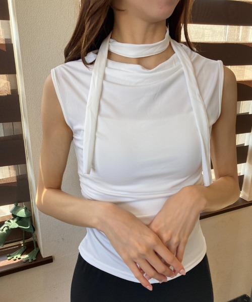 セール】2WAY ストール ギャザー オフショルダートップス 夏服