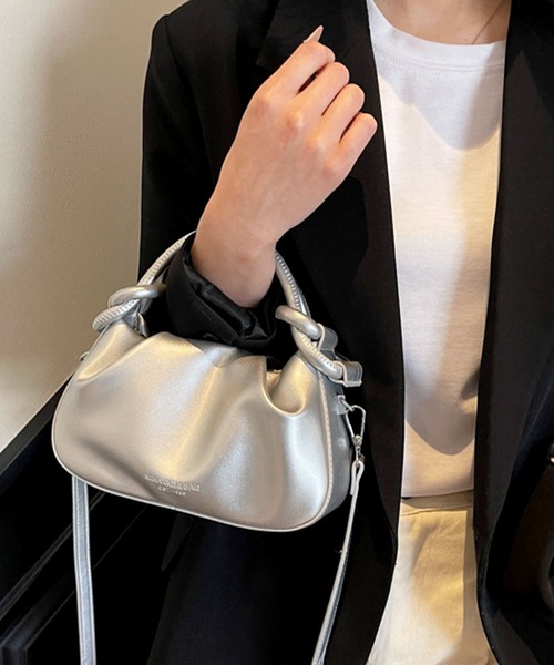 florist（フローリスト）の「2WAY レザーライクツイストハンドルバッグ/ショルダーバッグ（ハンドバッグ・レディース・ピンク/ブラック/オフホワイト/シルバー・FREE）」の4枚目の写真