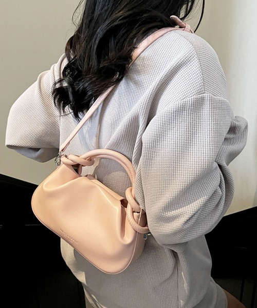 florist（フローリスト）の「2WAY レザーライクツイストハンドルバッグ/ショルダーバッグ（ハンドバッグ・レディース・ピンク/ブラック/オフホワイト/シルバー・FREE）」の5枚目の写真