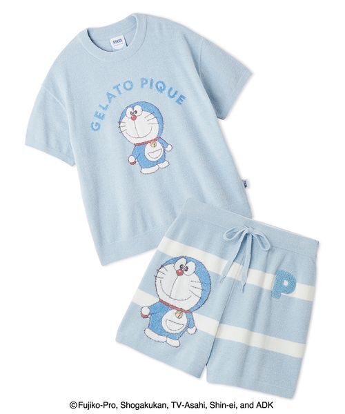 Disney×gelatopique / ルームウエアセット　ブルー ドラえもん】【レディース】ジャガードプルオーバー&ショート