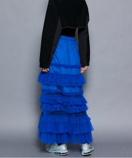 MAISON SPECIAL(メゾンスペシャル)の「Volume Tulle Ruffle Skirt/ボリュームチュールフリルスカート(スカート・レディース・ブルー/オレンジ/ブラック・36/38)」の10枚目の写真