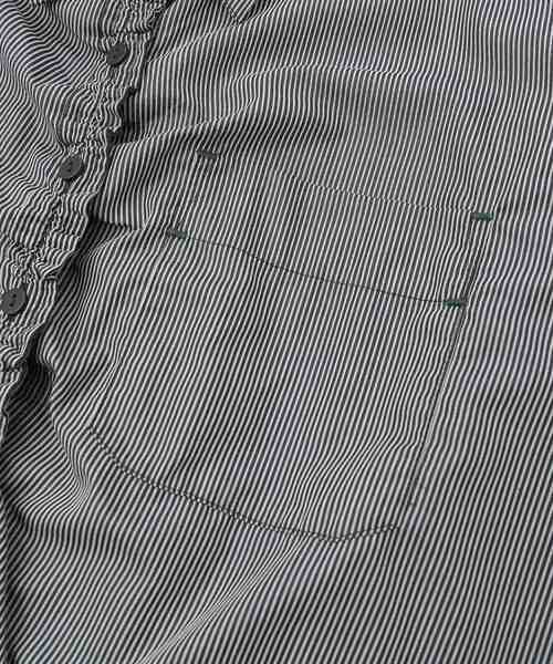 Editt by YECCA VECCA（エディットバイイェッカヴェッカ）の「ドロストデザインギャザーシャツ（シャツ/ブラウス・レディース・ストライプ/キャメル/グリーン・FREE）」の22枚目の写真