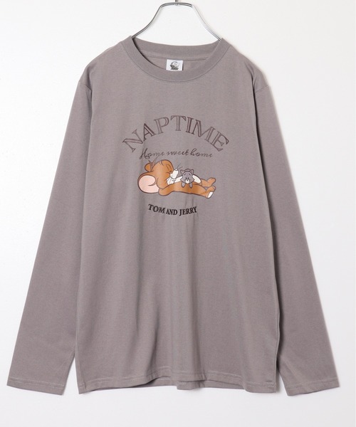 Tom&Jerry(トムアンドジェリー)の「【TOM & JERRY/トムとジェリー】プリントロンT(Tシャツ/カットソー・レディース・サックスブルー/グレイッシュベージュ/スミクロ/ライトグリーン・MEDIUM/LARGE)」の9枚目の写真
