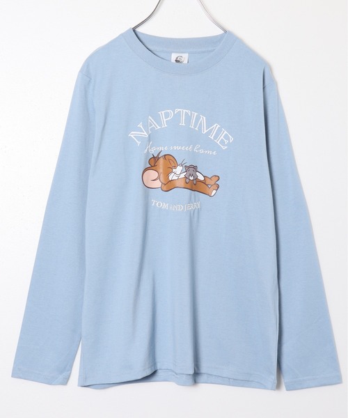 Tom&Jerry(トムアンドジェリー)の「【TOM & JERRY/トムとジェリー】プリントロンT(Tシャツ/カットソー・レディース・サックスブルー/グレイッシュベージュ/スミクロ/ライトグリーン・MEDIUM/LARGE)」の13枚目の写真
