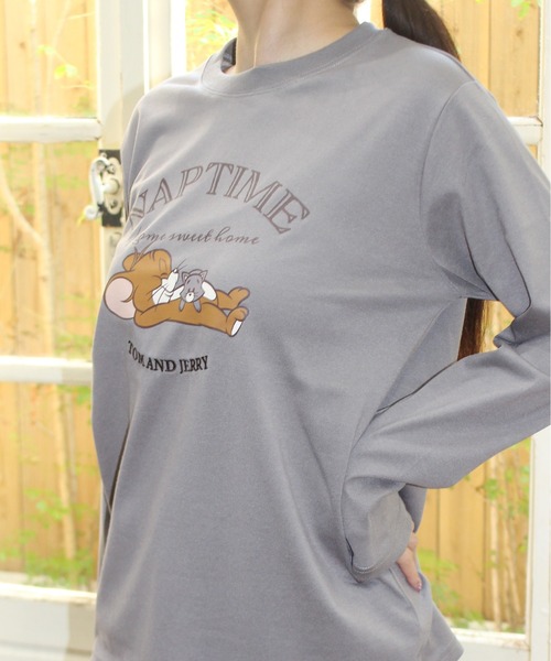 Tom&Jerry(トムアンドジェリー)の「【TOM & JERRY/トムとジェリー】プリントロンT(Tシャツ/カットソー・レディース・サックスブルー/グレイッシュベージュ/スミクロ/ライトグリーン・MEDIUM/LARGE)」の21枚目の写真