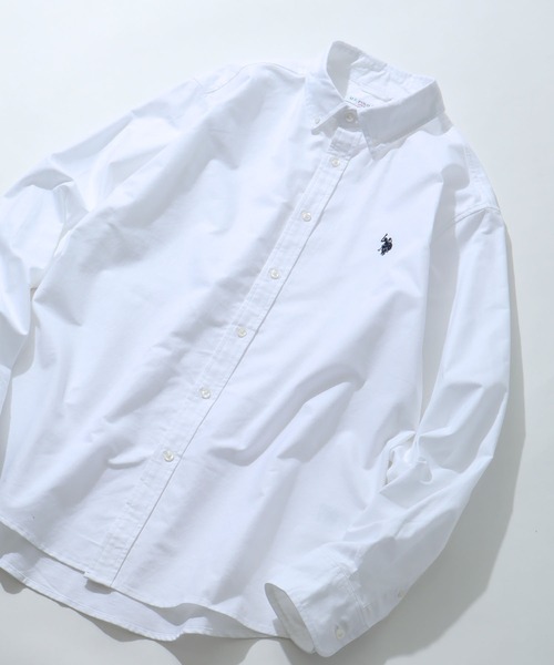 U.S. POLO ASSN.(ユーエスポロアッスン)の「【U.S. POLO ASSN./ユーエスポロアッスン】 ロゴ刺繍 オックスフォード / デニム ボタンダウン 長袖 シャツ(シャツ/ブラウス・メンズ・アイボリー/ブラック/ブルー/インディゴブルー・LL/L/M)」の1枚目の写真