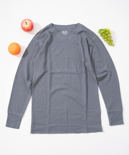 FRUIT OF THE LOOM(フルーツオブザルーム)の「【FRUIT OF THE LOOM】FTL TC ワッフルロンT / フルーツオブザルーム 無地 長袖サーマルTシャツ(Tシャツ/カットソー・メンズ・グレー/ブラック/ネイビー/ホワイト・M/L/XL)」の4枚目の写真