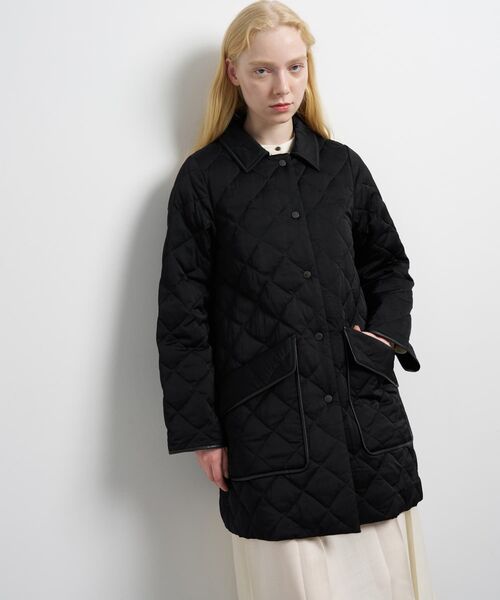 ランバンオンブルー ダウンコート キルティング　ヘリンボーン　グログランリボン ランバンオンブルー ダウンコート キルティング ヘリンボーン