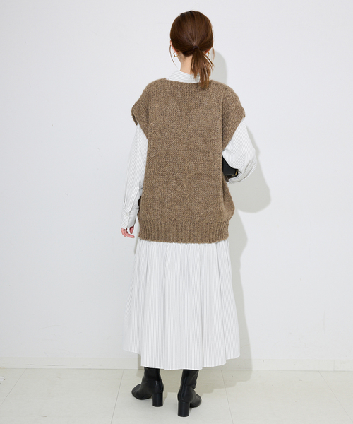 SLOBE IENA(スローブイエナ)の「チョークストライプティアードシャツワンピース(ワンピース・レディース・ホワイト/ブラウン・FREE)」の10枚目の写真
