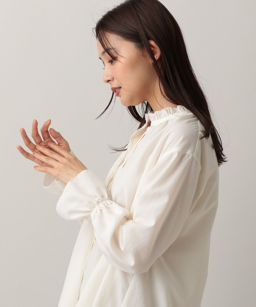 GLOBAL WORK（グローバルワーク）の「MATINEE LINE/フリルカラーネックブラウス/583846（シャツ/ブラウス・レディース・チェック/オフホワイト/ダークパープル・MEDIUM/LARGE）」の11枚目の写真