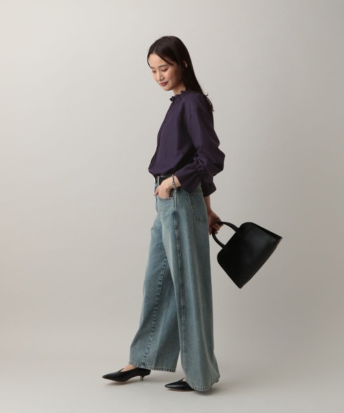 GLOBAL WORK（グローバルワーク）の「MATINEE LINE/フリルカラーネックブラウス/583846（シャツ/ブラウス・レディース・チェック/オフホワイト/ダークパープル・MEDIUM/LARGE）」の13枚目の写真