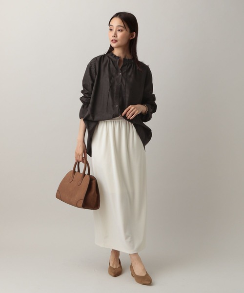 GLOBAL WORK（グローバルワーク）の「MATINEE LINE/フリルカラーネックブラウス/583846（シャツ/ブラウス・レディース・チェック/オフホワイト/ダークパープル・MEDIUM/LARGE）」の21枚目の写真