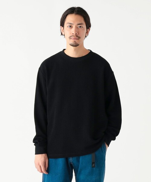 B:MING by BEAMS(ビーミングバイビームス)の「ワッフル ロングスリーブ カットソー(Tシャツ/カットソー・メンズ・ホワイト系その他5/ブラック・S/M/L/XL)」の2枚目の写真