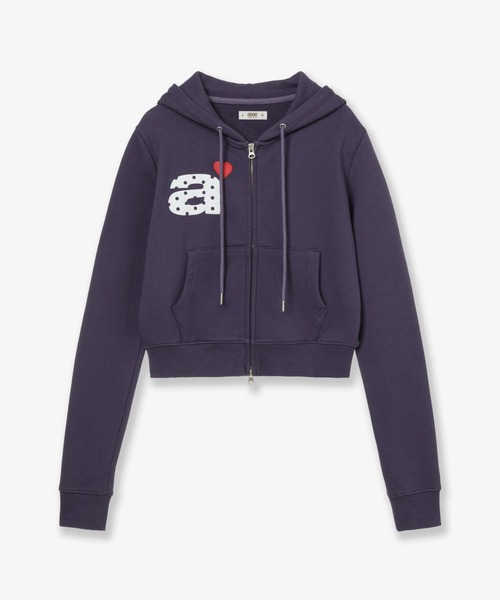 DOT SMALL LETTER CROP HOOD ZIP UP（パーカー）｜aeae